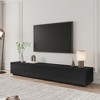 POVISON Modern Black TV Stand with Drawers, Long Media Console, Wood, 78.74" Fully-Assembled - 2 of 4