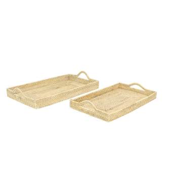 Set of 2 Handwoven Bamboo Trays - Olivia & May
