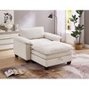 51" Oversize Chenille Upholstered Chaise Lounge Chair with Removable Ottoman and Storage for Living Room or Bedroom - 2 of 4