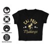 Women's California Polytechnic State University Mascot Cap Sleeve Baby Rib Crop Top Black - 4 of 4