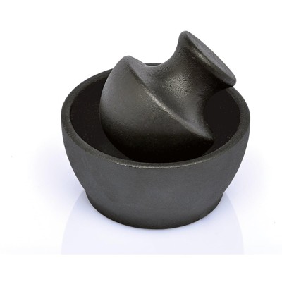 Manu Black Cast Iron Mortar and Pestle Set