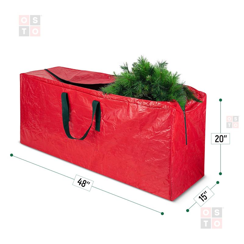 OSTO Waterproof Artificial Christmas Tree Storage Bag for Disassembled Trees up to 7.5 Feet 48x15x20 Inch, 3 of 5