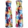 Women Strapless Floral Print Bohemian Boho Maxi Dress Casual Off Shoulder Beach Party Dress with Pockets - 4 of 4