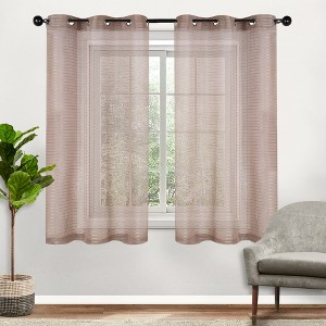Bohemian Rustic Striped Light Filtering Sheer Curtains, Set of 2 by Blue Nile Mills - 1 of 4