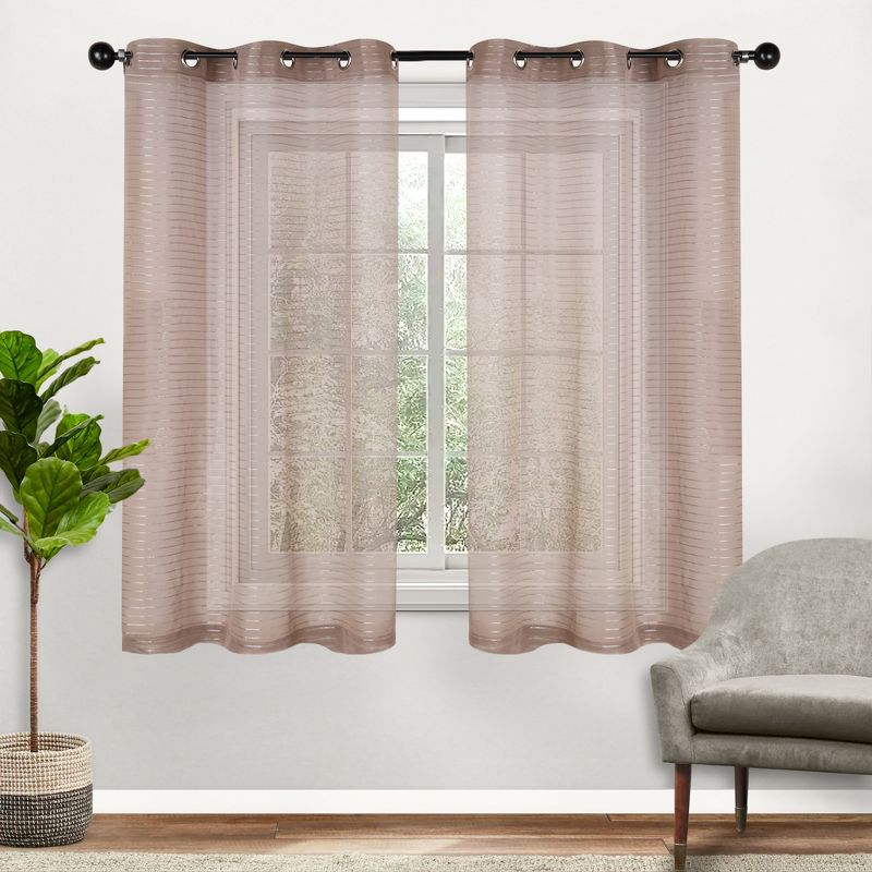 Bohemian Rustic Striped Light Filtering Sheer Curtains, Set of 2 by Blue Nile Mills, 1 of 7