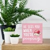 Funny Christmas Bathroom Wooden Box Signs, Christmas Funny Bathroom Decor, He Sees You When You're Pooping Pink - 4 of 4