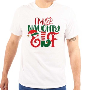 Christmas I'm The Naughty Elf Xmas Graphic T Shirt Men or Women Brisco Brands - 1 of 4