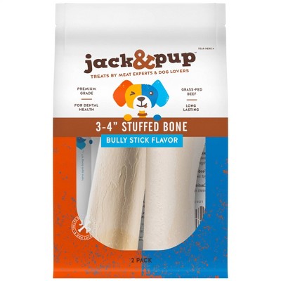 Jack&Pup Beef Bully Stick Stuffed Bone Dog Treats - 2pk
