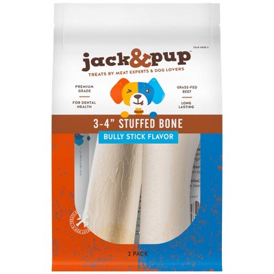 Jack & Pup Beef Bully Stick Stuffed Bone Dog Treats - 2pk