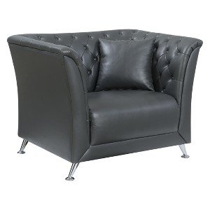 Roe Contemporary Button Tufted Leatherette Chair Gray - ioHOMES