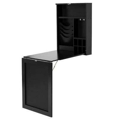Compact Foldable Wall-Mounted Desk with Chalkboard in Black