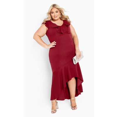 Avenue Women's Plus Size Destiny Ruffle Sleeveless Dress