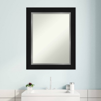 Eva Black Silver Rectangular Bathroom Vanity Wall Mirror - 36" x 30.34"