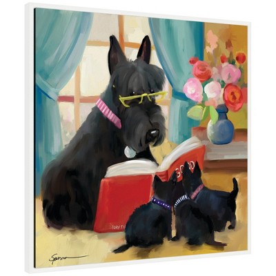 Kate & Laurel All Things Decor 30"x30" Sylvie Story Hour Framed Canvas by Mary Sparrow White
