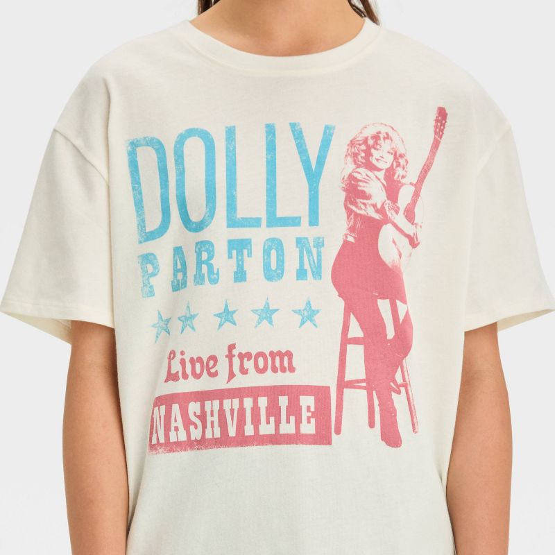 Girls' Oversized Dolly Parton Graphic T-Shirt - art class™ Sour Cream, 3 of 5
