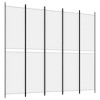 vidaXL 5-Panel Room Divider - Modern Privacy Screens, Flexible Room Partitions, Space Divider with Durable, Breathable Fabric, Foldable - White - 2 of 4