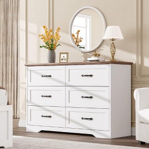 GustoWave Modern 6 Drawers Dresser for Bedroom, Chest of Drawers with Metal Handle, Farmhouse Wooden Tall Dresser Storage Organizer - 1 of 4