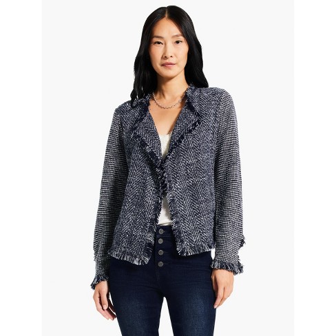 Nic + Zoe Women's Fringe Mix Knit Jacket - Indigo Multi, Pm : Target