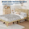Bed Frame with Natural Rattan Headboard, 4 Storage Drawers, Wooden Slats, Boho-Style Cane Support, Sturdy Metal Base, No Box Spring Required - 2 of 4