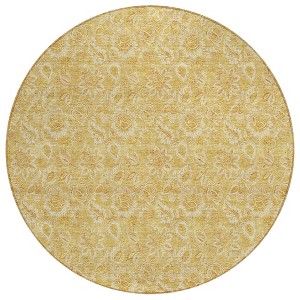 Gold And Wheat Floral Washable Indoor Outdoor Area Rug - 1 of 4