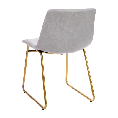 Light Gray Metal Bucket Dining Chairs with Gold Frame, Set of 2