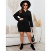 Women Plus Size V-neck Long Sleeve Knit Stretchable Elasticity Slim Sweater Bodycon Midi Pullover Sweater Dress - 4 of 4