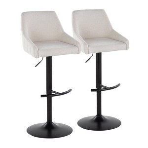 LumiSource Set of 2 Hannah Adjustable Barstools Black Metal/Cream Fabric - 1 of 4