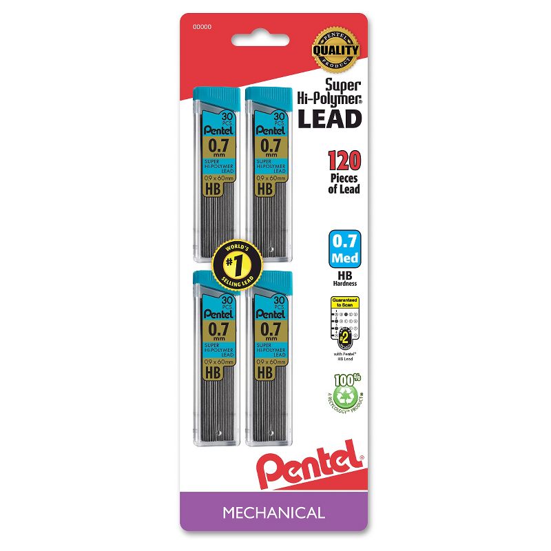 Pentel #2 Mechanical Pencil Lead Refill, 0.7mm, 4ct, 1 of 5