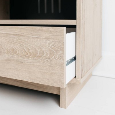 Contemporary 52'' Beige TV Stand with Open Shelving and Drawers