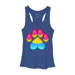 Design By Humans Pansexual LGBTQIA+ Pride Heart Paw Print By leashonlife Racerback Tank Top - Royal Heather - Medium - 1 of 2