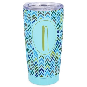 Elanze Designs N Monogram Herringbone Arrows Wrap-Around Design 20 Ounce Stainless Steel On-The-Go Coffee Mug, Thermal Travel Tumbler with Leak - 1 of 4