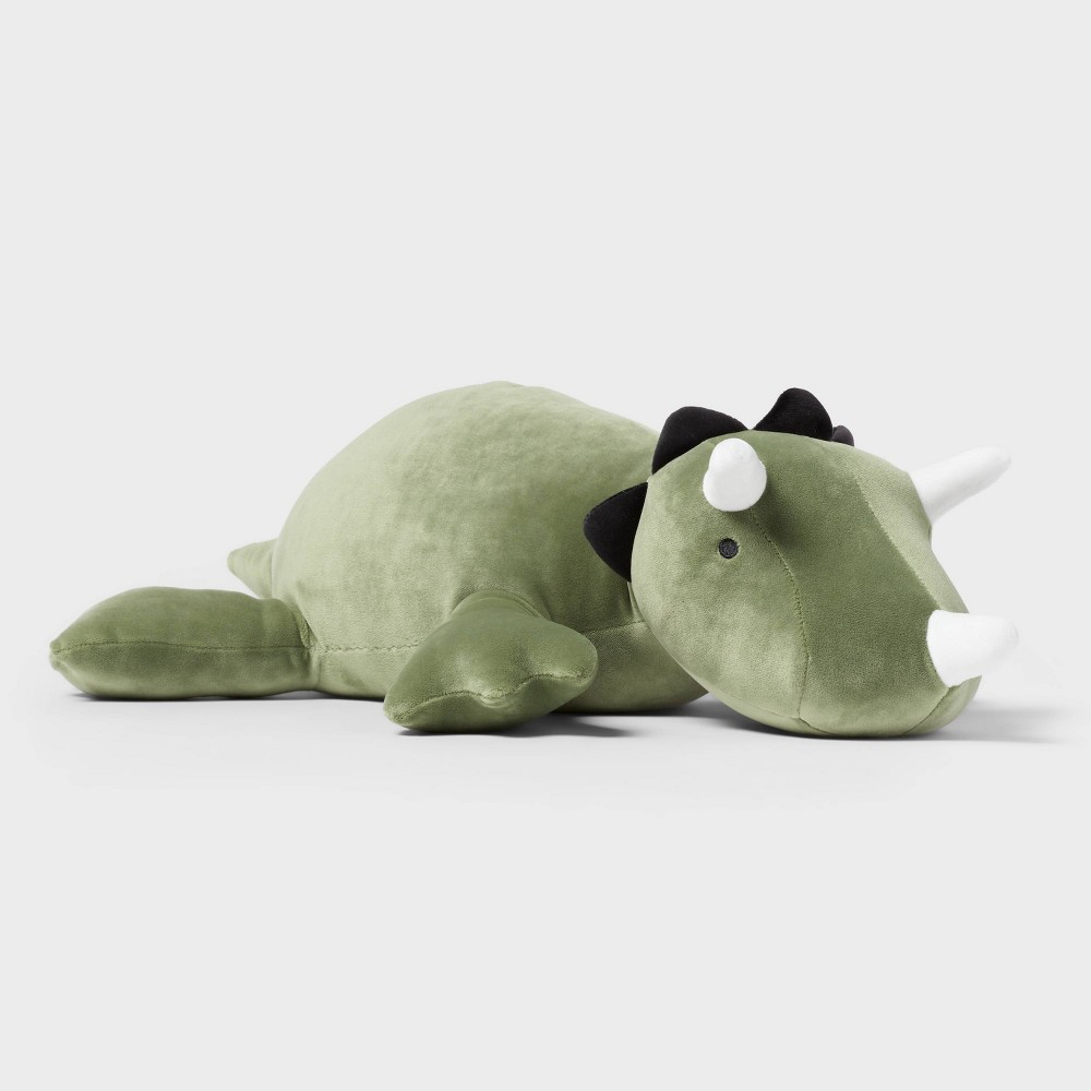 Photos - Pillow Dinosaur Weighted Plush Kids' Throw  Green - fort™