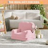 2-in-1 Convertible Kids Couch - Teddy Fleece Toddler Sofa Chair, Soft Fold-Out Lounger Bed for Playroom & Nursery, Ideal Birthday Gift - 2 of 4