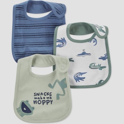 Photo 1 of Baby Boys 3pk Frog Bib - Just One You made by carters Green/Blue