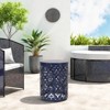 NAYSAYE Outdoor Patio End Table, Metal Side Table, Decorative Garden Stool for Home Lawn Garden Patio, Blue, 13.75"*13.75"*18" - 4 of 4