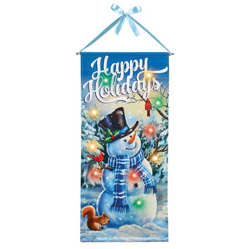 Collections Etc LED Lighted Hanging Happy Holidays Snowman Banner - image 1 of 2