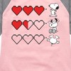 Girls' - Peanuts - Snoopy Game Hearts Shirt Tail Raglan Graphic T-shirt - 2 of 4