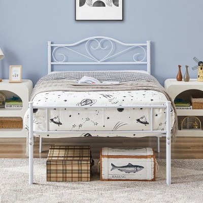 VECELO Metal Platform Mattress Foundation, Decorative Headboard & Footboard with Heavy Duty Support