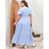 BLUEMING Summer Maxi Dress for Plus Size Women Tie Wasit Surplice Dress Flutter Sleeve A-Line Dress - 2 of 4
