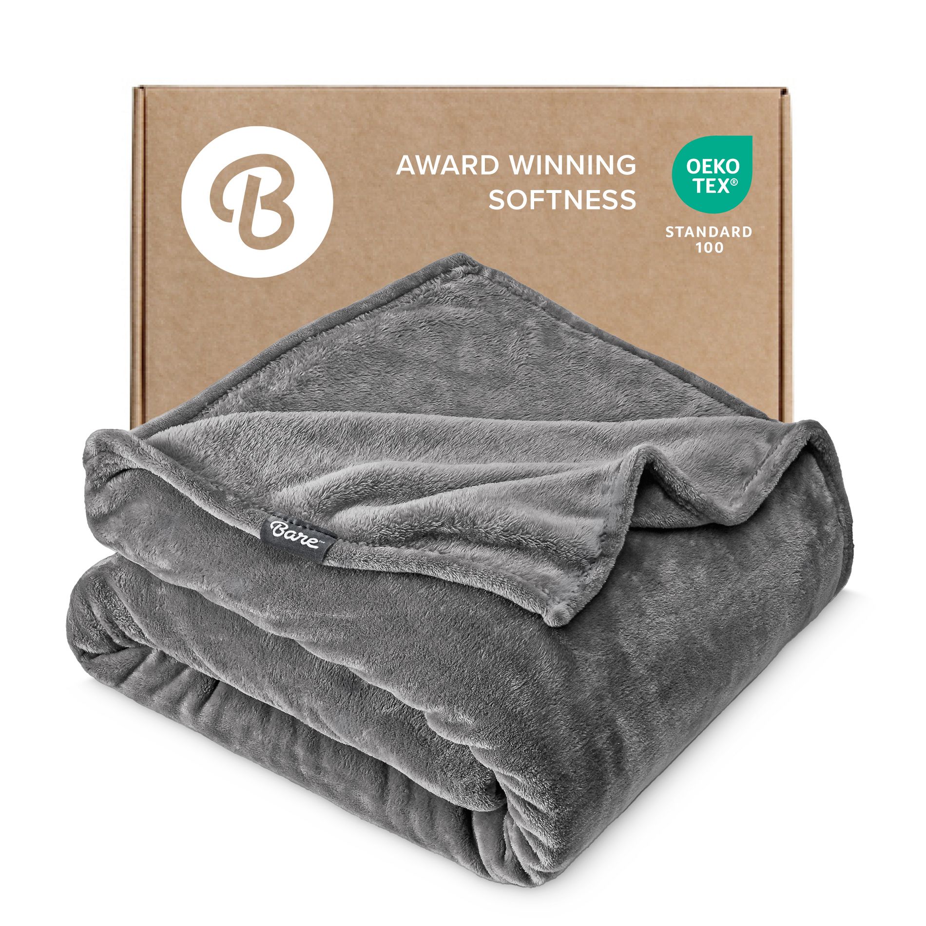 Microplush Fleece Bed Blanket by Bare Home - Throw XL, Grey