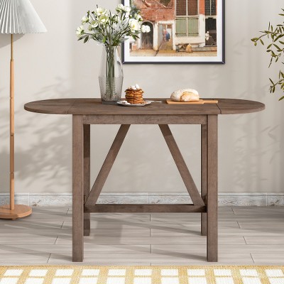 Anybear 3pc Wood Counter Height Drop Leaf Dining Table Set with 2 Upholstered Dining Chair