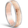Pompeii3 Mens 14k White & Rose Gold Ring Two Tone Polished Hammered & Rope Wedding Band - 2 of 4