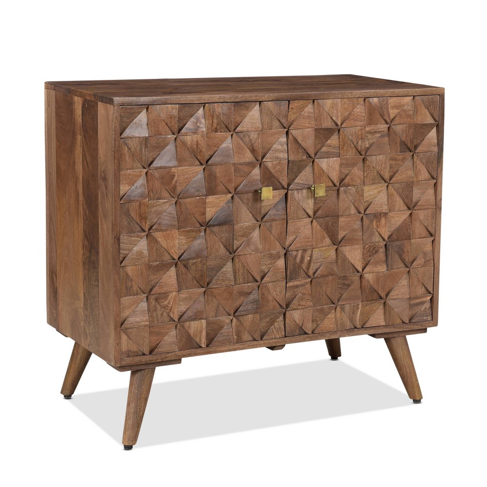 Photos - Wardrobe Veneto Accent Cabinet Walnut - Steve Silver Co.: Mid-Century, Gold Hardwar