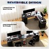 66.1" L-Shaped Reversible Computer Desk with RGB Lights, Wood Grain Surface and Fabric Drawers for Home Office or Gaming Setup -3irtyhousy - 3 of 4