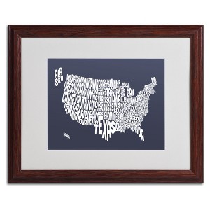 Trademark Fine Art -Michael Tompsett 'SLATE-USA States Text Map' Matted Framed - 1 of 4