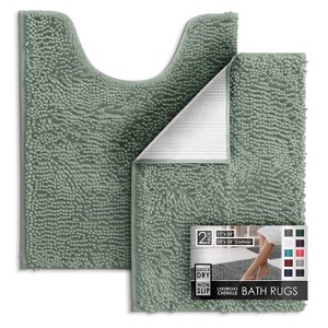 Hearth & Harbor Bathroom Rugs, Machine Washable Chenille Bath Mat for Bathroom - 1 of 4