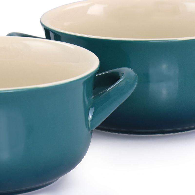 Crock Pot 2 Piece Stoneware 30oz Soup Bowl Set with Handles in Gradient Teal, 4 of 8