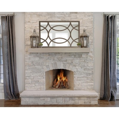Tolland Farmhouse Fretwork Wooden Wall Mirror, 24x36, Rustic Brown