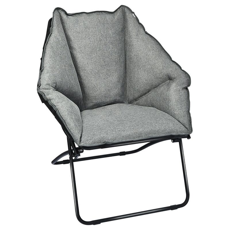 Costway Folding Saucer Padded Chair Soft Wide Seat w/ Metal Frame Lounge Furniture, 1 of 10