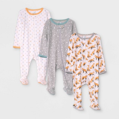 Image of Baby Boys' 3pk Fox Sleep N' Play - Cloud Island™ Orange 0-3M